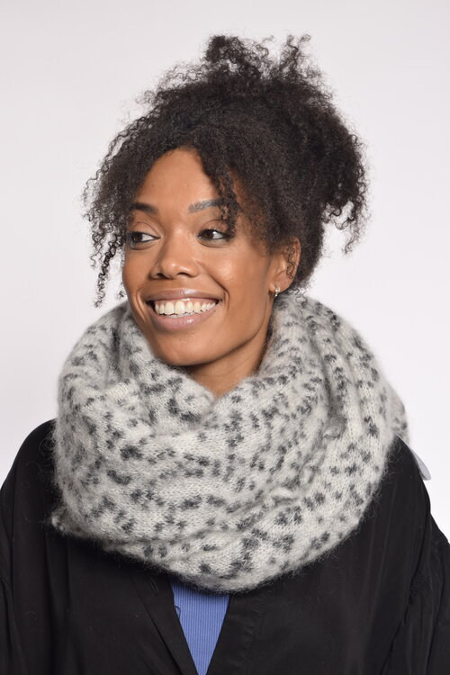 10Days Taupe knitted scarf leopard