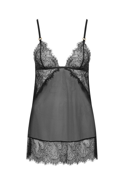 Bluebella Black Peony Short Chemise en Thong