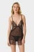 Bluebella Black Peony Short Chemise en Thong