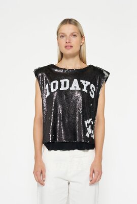 10Days Black padded top sequins
