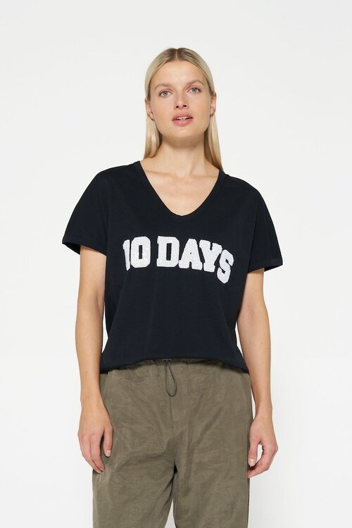 10Days Black tee sequins logo