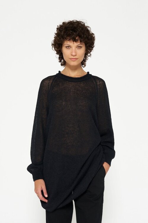 10Days Black crew neck knit dress