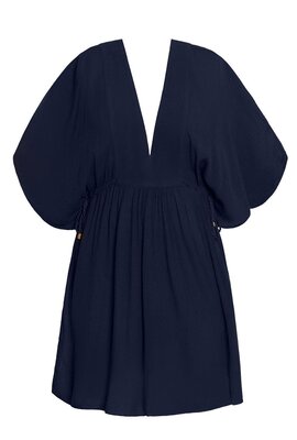 Lauren Ralph Lauren Dark Navy Crinkle Viscose Tunic