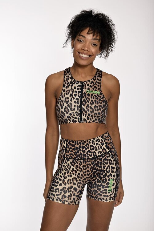 Ganni Leopard Leopard sporty top
