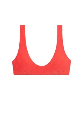 Polo Ralph Lauren Red Logo Jacquard Bikini Top