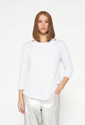 10Days White longsleeve tee linen