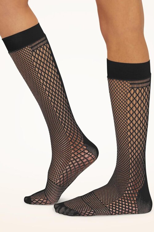 Wolford Black Net Knee-Highs