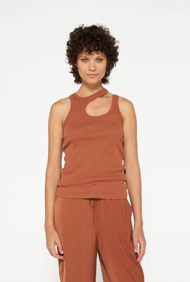 10Days saddle brown cut out tank top rib