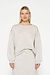 10Days White Grey balloon sleeve knit sweater
