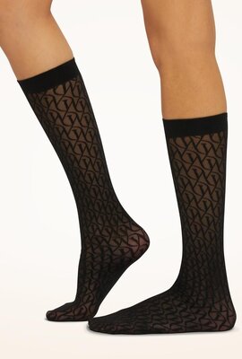Wolford Black W Lace Knee-Highs