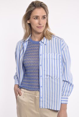 Munthe Blauw Gestreepte Blouse