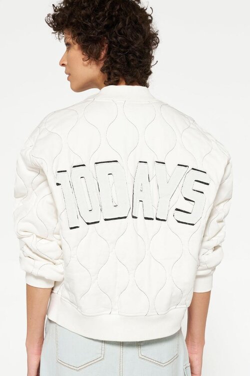 10Days Ecru quilted bomber jacket