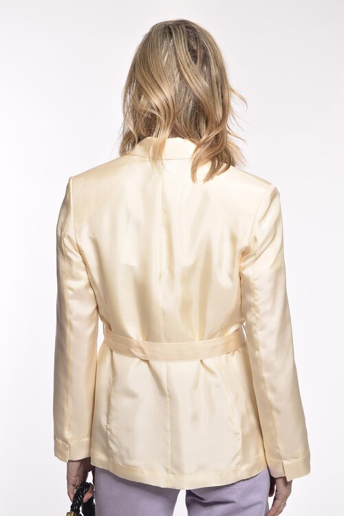 Forte_Forte Ivory Zijde Blazer met Ceintuur