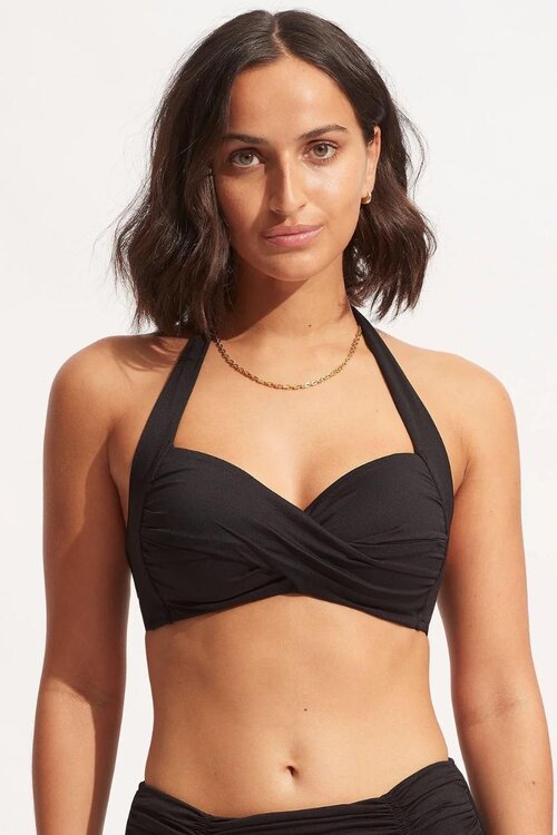 Seafolly Black Twist Bikini Top