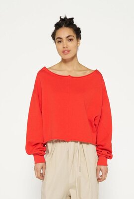 10Days Poppy red cropped boat neck sweater