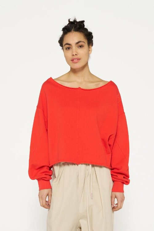 10Days Poppy red cropped boat neck sweater