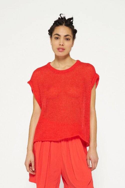 10Days Poppy red tee thin knit