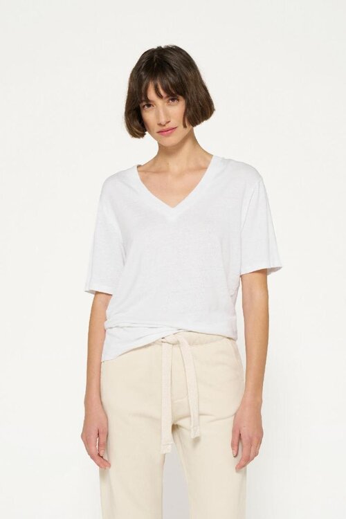 10Days Ecru v-neck tee linen cotton