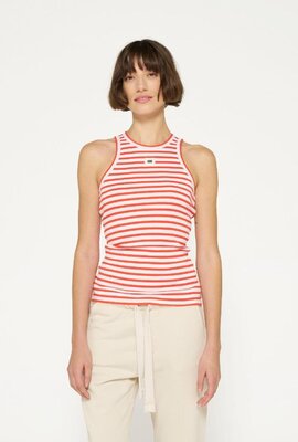 10Days white/poppy red tank top rib stripes