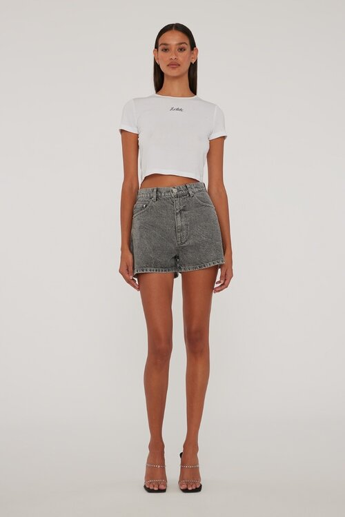 Rotate Grey denim Shorts