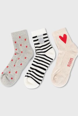 10Days Poppy red short socks 3-pack