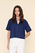 Xirena Navy Blouse Boxy katoen