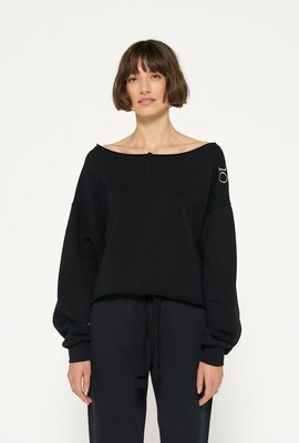 10Days Black cropped boat neck sweater