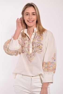 Antik Batik Witte Blouse met Pailetten