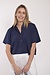 Xirena Navy Blouse Boxy katoen