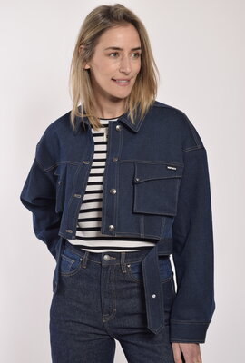 Rotate Medium blue denim Stretch Cropped Jacket