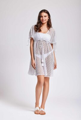 Iconique White Molly Net Kaftan