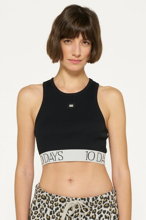 10Days Black tank top rib bra