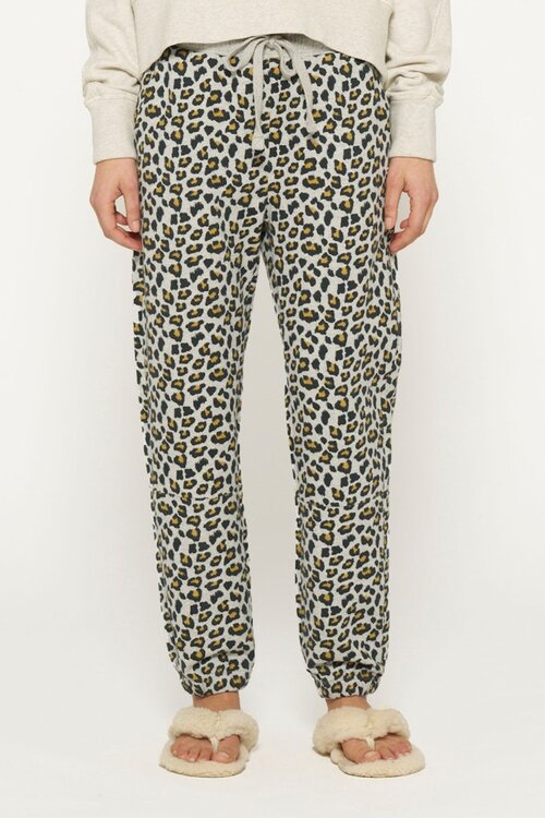 10Days Light Grey Melee cropped jogger leopard