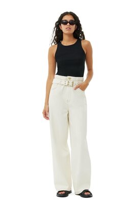 Ganni Off White High Waist Denim