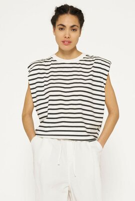 10Days Ecru/Black padded proud tee stripes