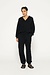 10Days Black texture fleece polo sweater