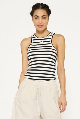 10Days Ecru/Black tank top rib stripes