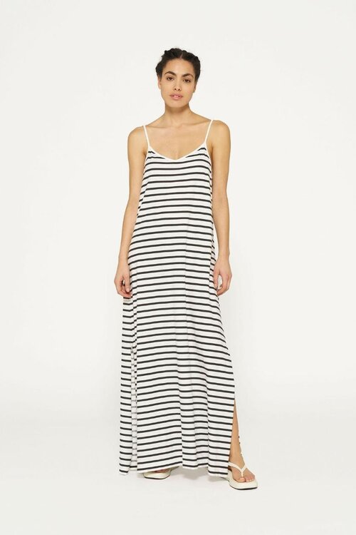 10Days Ecru/Black strappy dress stripes