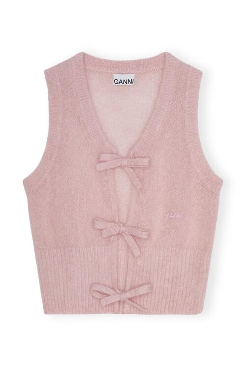 Ganni Lichtroze Mouwloos vest