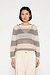 10Days ecru/kaki thin knit sweater stripes