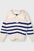 10Days ecru/blue zip cardigan knit stripes