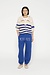 10Days ecru/blue zip cardigan knit stripes