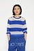 10Days ecru/blue thin knit sweater stripes