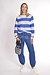 10Days ecru/blue thin knit sweater stripes