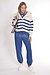 10Days ecru/blue zip cardigan knit stripes