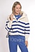 10Days ecru/blue zip cardigan knit stripes