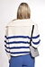 10Days ecru/blue zip cardigan knit stripes