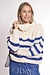 10Days ecru/blue zip cardigan knit stripes