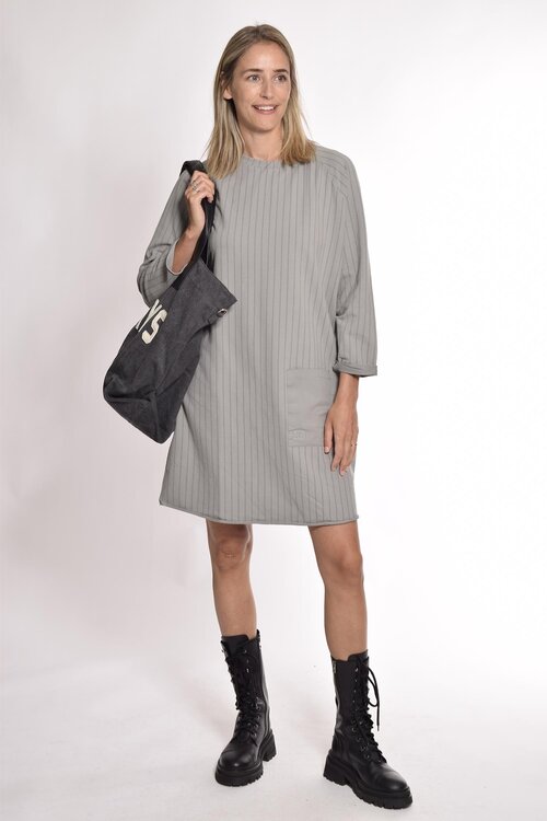 10Days graphite sweat dress pinstripe