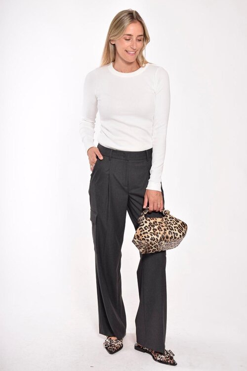 Neeve Off White rib lange mouw shirt